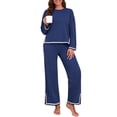 thumbnail image 4 of UVN Outfits Sets for Women Casual 2 Piece Lounge Sets Fall Long Sleeve Tops and Wide Leg Pants Tracksuits Pajamas Sets with Pockets, 4 of 12