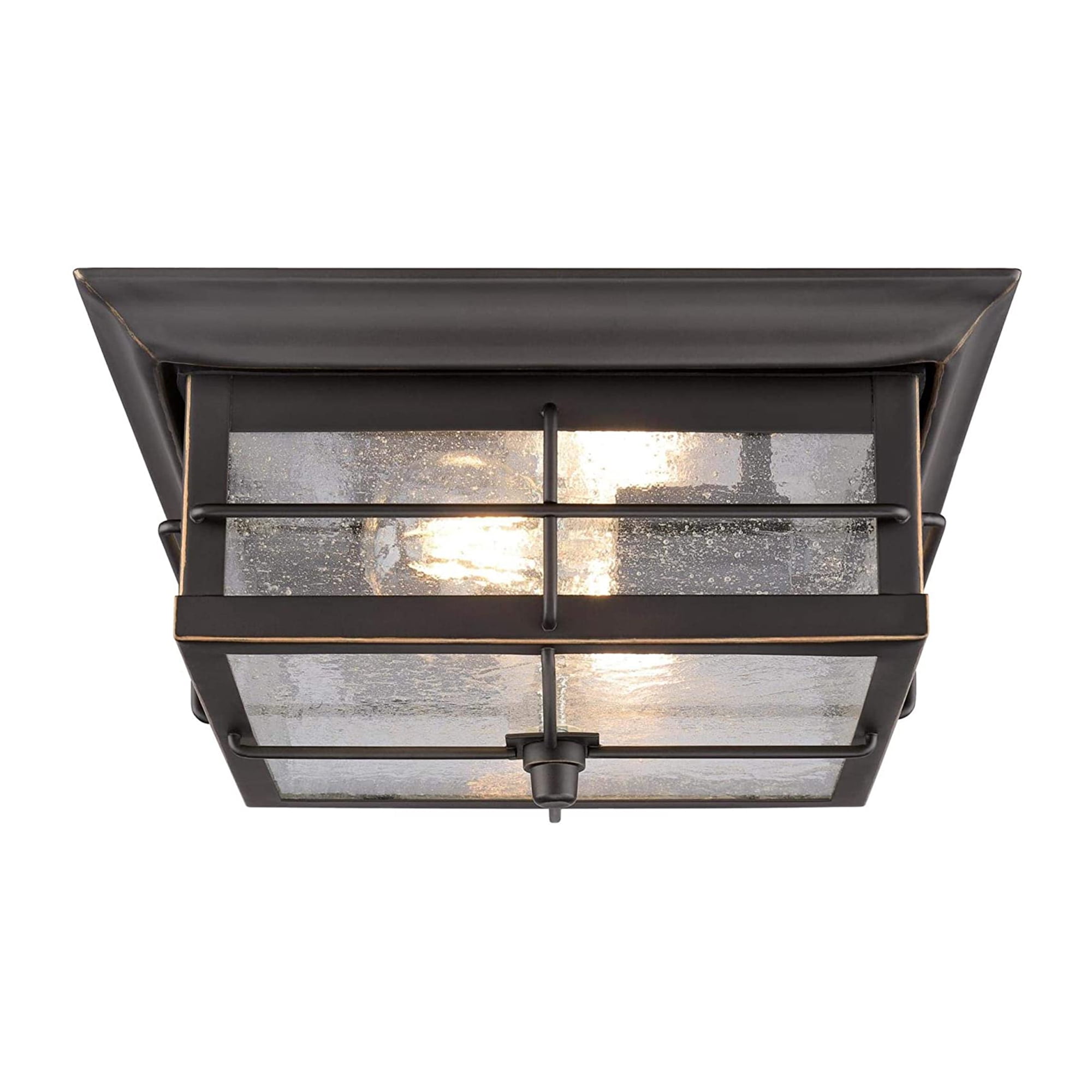 Westinghouse Westinghouse Lighting 6578400 Orwell 11 inch Traditional Two-Light Flush Mount Outdoor Ceiling Light Fixture Oil Rubbed Bronze with Highlights, Clear Seeded Glass