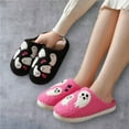 thumbnail image 3 of Halloween Ghost Plush Slippers | Soft Fuzzy Indoor Shoes | Cozy Cute House Slippers, 3 of 4