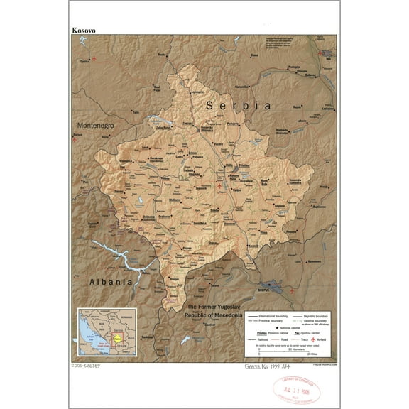 24"x36" Gallery Poster, cia map of Kosovo 1999