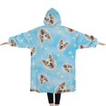 thumbnail image 2 of Oversized Wearable Blanket Hoodie,Corgi Footprint Sherpa Blanket Hoodie with Super Pockets,Super Warm Fuzzy Pullover for Women & Men, 2 of 6