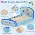 thumbnail image 6 of GVN Wood Upholstered Twin Bed Platform with Slat Support-Blue, Baby Bed for Sleeping and Sleepovers, 6 of 7