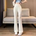 thumbnail image 2 of Pantalones acampanados de cintura alta para mujer, estilo veraniego, adelgazantes, de color sólido, talla grande, sencillos, informales, deportivos, 2 of 4