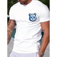 thumbnail image 2 of Whichone Men's 100% Cotton T-shirt Cute Little Bear Print Stylish Daiyly Wear,White,Sizes S-2XL, 2 of 6