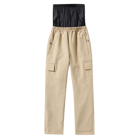 Kids Snow Ski Pants Waterproof Warm Winter Hiking Pants for Boys Girls Snowboard Pants with Zip Pockets Solid Color Ski Pants For Outdoor Windproof Thick Unisex Pants for 8-16Years