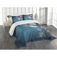 thumbnail image 3 of Ambesonne Art Quilted Bedspread Set 3 Pcs, Cherry Blossom Bridal Theme, Queen Size, Petrol Blue Lavender, 3 of 5