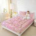 thumbnail image 4 of Feelyou Fashion Pink Letter Queen Sheet Sets for Teen, Cartoon Monogrammed H Flat Sheet, Kawaii Mermaid Princess Queen Fitted Sheet, Ultra Soft Bedroom Decor, 4-Piece, 4 of 7