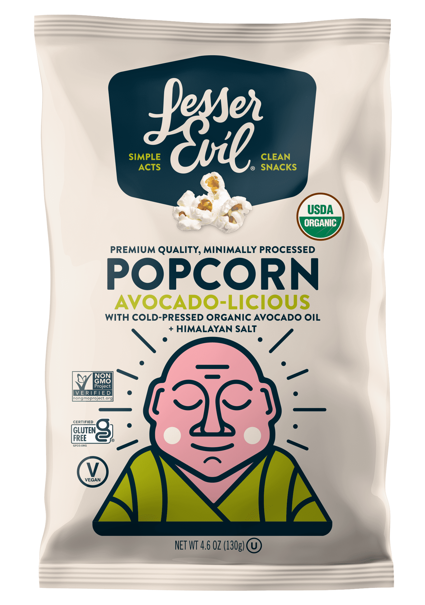 LesserEvil Organic Popcorn, Avocado-Licious, 4.6 oz