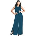 thumbnail image 1 of KOH KOH One Piece Sleeveless Cocktail Party Wide Leg Cute Casual Long Pant Suit Romper Playsuit Jumpsuit For Women Blue Teal X-Large US 14-16 NT147, 1 of 6