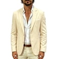 thumbnail image 4 of Jerdar Men's Linen Blazer Jacket Lapel Collar Two Button Single Breasted Solid Color Slim Fit Long Sleeve Spring Summer Casual Business Wedding Lightweight Breathable Sport Coat Top, 4 of 7
