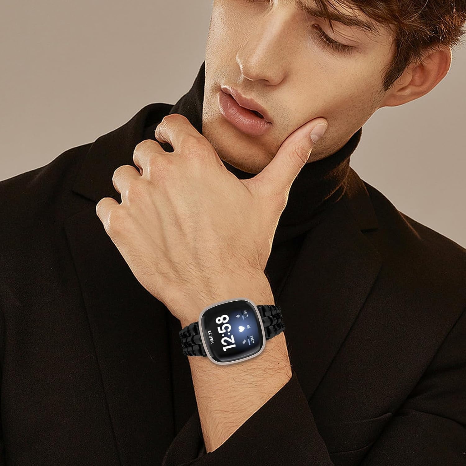 REQO Metal Bands Compatible with Fitbit Versa 4/Versa 3/Sense 2/Sense, Women Replacement Wristband