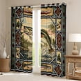 thumbnail image 2 of jejeloiu Pike Fish Black Out Curtains,Fishing And Hunting Curtains Pack of 2 (42x63 Each),Vintage Aztec Geometric Bedroom Curtains For Girls Boys,Ultra Soft Home Decor, 2 of 6