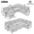 thumbnail image 2 of 110" Sectional Sleeper Sofa with Pull Out Bed, U Shaped Sectional Couch with Charging Ports, Cup Holders and Storage, 5 Seat Convertible Chenille Cloud Couch for Living Room, Beige, 2 of 9