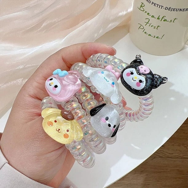 Sanrio-cintas de goma Kawaii Cinnamoroll para el pelo, gomas elásticas para el pelo, Círculo de pelo de felpa, a la moda