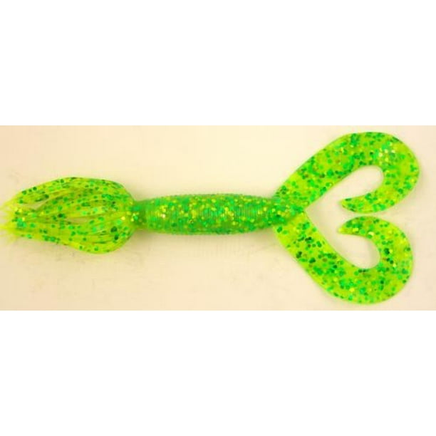 yamamoto yamamoto double tail hula grub 5", chartreuse w/large chart ...
