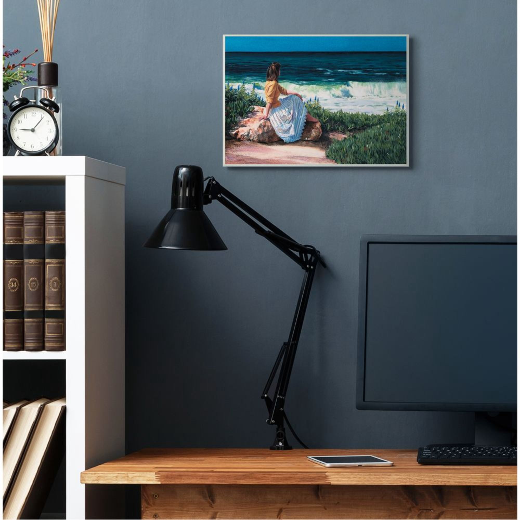 Stupell Industries Woman Gazing at Beach Coast Line Nautical Waves Design by Heide Presse