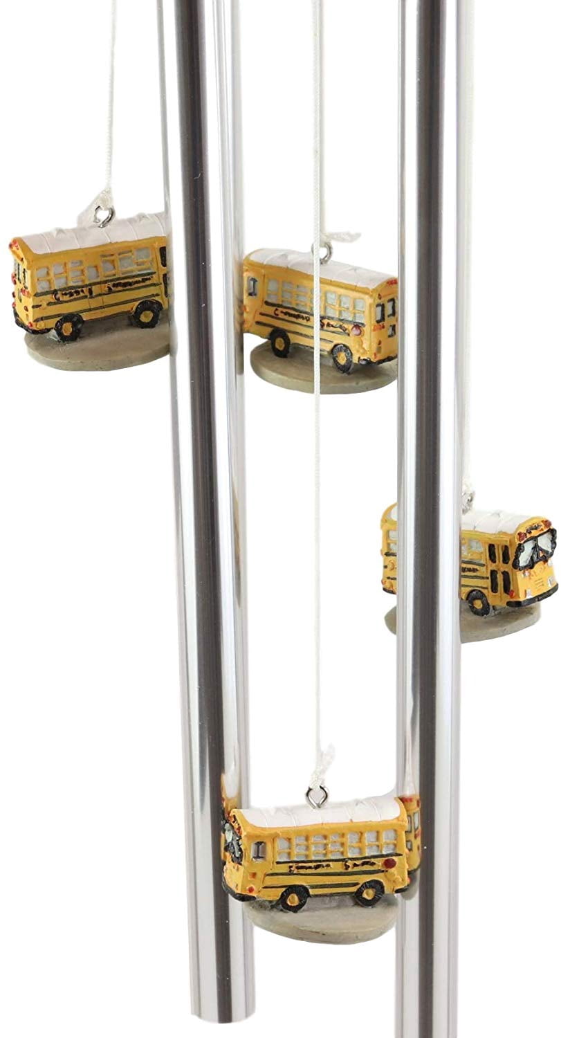 Decorative Yellow School Bus Model Resonant Relaxing Wind Chime Patio Garden
