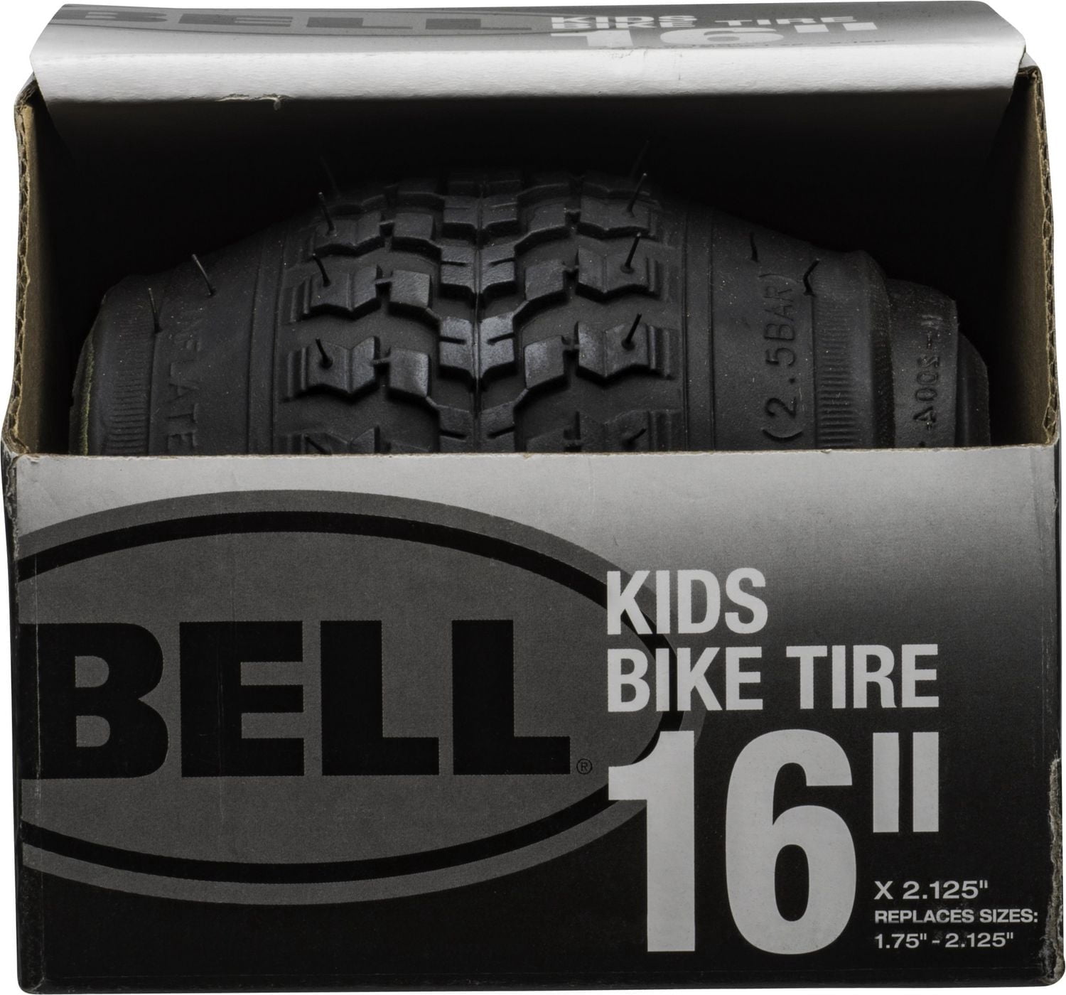 Pneu Vélo Enfant Bell 16 Pouces - Caoutchouc Noir, 16 X 2.125