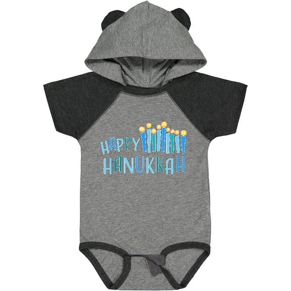 Inktastic Happy Hanukkah with candles Boys or Girls Baby Bodysuit