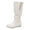 White, variant on Women's Round Toe Knee High Boots Comfortable Wide Calf Leather Slouchy Fold Over Booties Hidden Wedge Slip On Riding Boots White Size 6