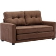 thumbnail image 6 of 59.4" Loveseat Sofa with Pull-Out Bed Modern Upholstered Couch with Side Pocket for Living Room Office Sofabed, Brown, 6 of 9