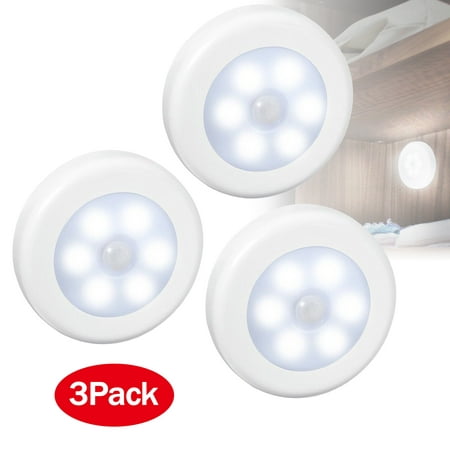 3Pack 6LED Motion Sensor Light, TSV Motion Sensor Night Light Wireless Tap Lamp Stick-On Light Nightlight Closet Light,with FREE 3M Adhesive,for Hallway, Closet, Bathroom, Bedroom,