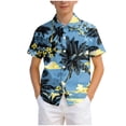 thumbnail image 6 of Ulanda Boy's Button Down Hawaiian Shirt Short Sleeve, Kids Summer Beach Hawaiian Shirts for Boys for 7-14 Years (Navy, 9-10 Years), 6 of 7