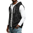 thumbnail image 5 of Delconic Mens Sleeveless Zip Up Hoodie Vest Casual Athletic Retro Streetwear Lightweight Fleece Hooded Tank Outerwear Black L, 5 of 8