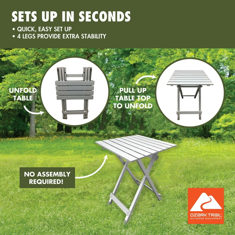 Free Shipping! Ozark Trail Aluminum Camping Table, Silver