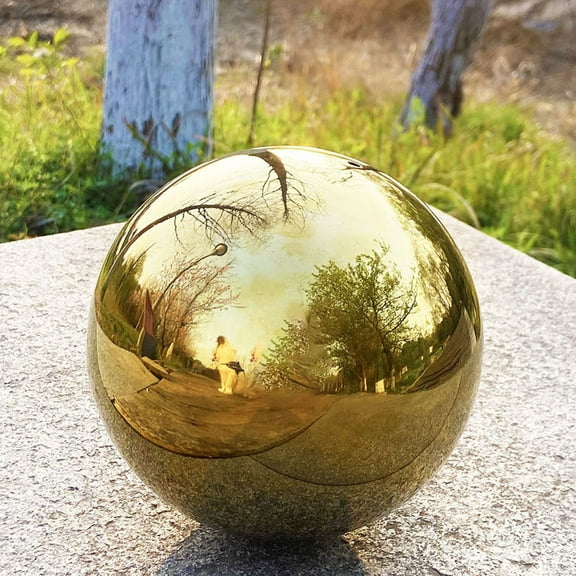 SWETRACE 1Pcs Golden Round Gazing Globe Outdoor Garden Stainless Steel Ball 7.07x7.07x7.07in