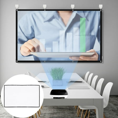 Hytrove 1pc Portable Projection Curtain For Home And Crease Design For Business Presentations Education And Gaming