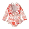 thumbnail image 4 of Xdegoge Toddler Girl Swimsuit Long Sleeve Bathing Suit Print Girls' Beach Swimwear Mesh Toddler Kids Bathing Suit Adjustable Straps Swimwear One Piece Bathing Suit with Sun Protection Beachwear, 4 of 9