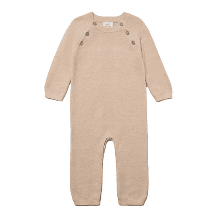 

Stellou & Friends Newborn Baby and Toddler 100% Cotton Sand Beige Long Sleeve Sweater Knit One-Piece Romper (6-9 Months)