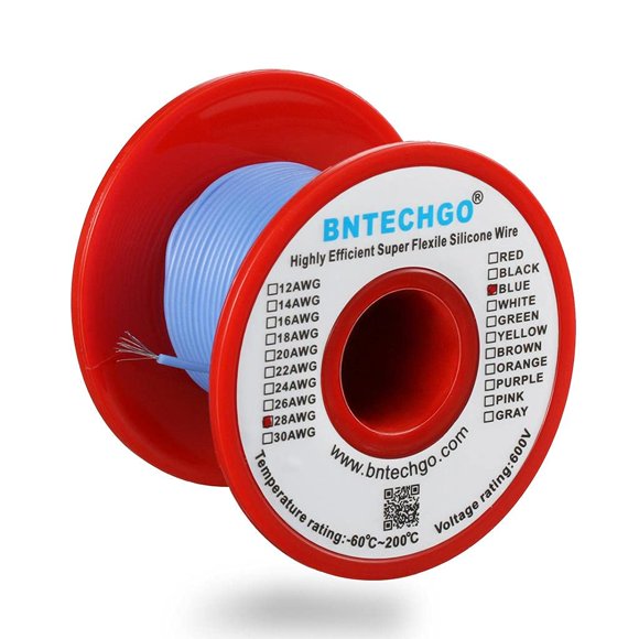 Cable BNTECHGO 28 AWG de silicona azul, bobina de 30 m