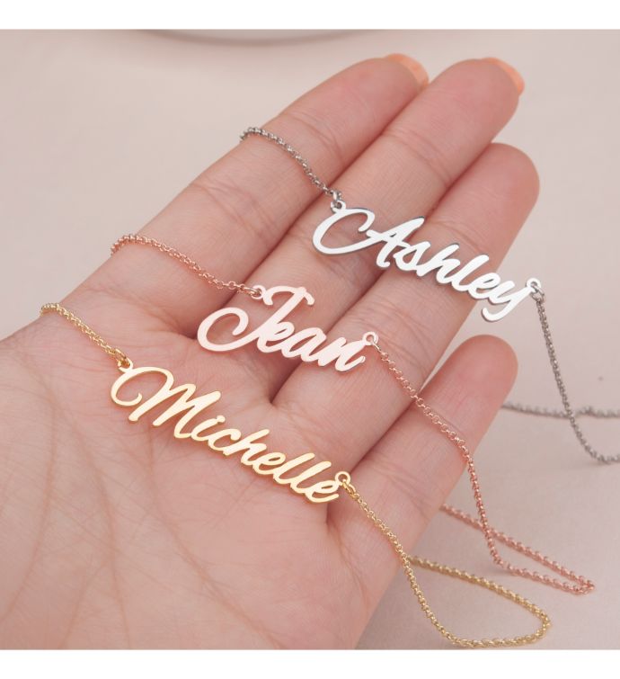 Anavia Personalized Sterling Silver Name Necklace - Dainty Name Necklace - Custom Name Gift - Personalized Nameplate Jewelry - Bridesmaid Gift for Her