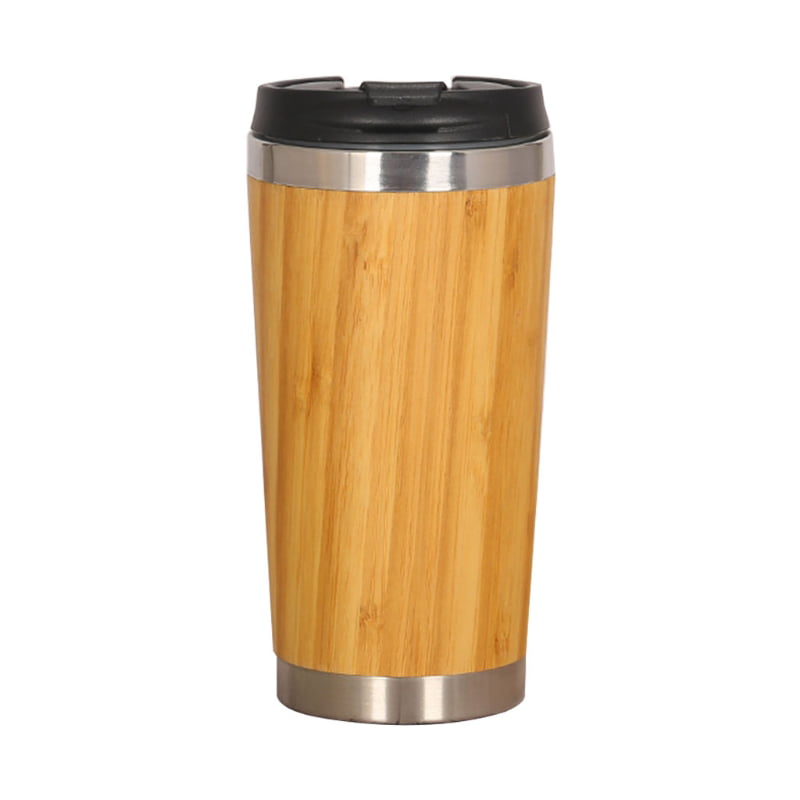 Dsxnklnd Stainless Steel Liner Tumbler Wooden Insulated Coffee Tea Mug Travel Camping Cup Thermos Bottle with Lid 