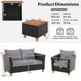 thumbnail image 3 of Costway 4 PCS Wicker Patio Furniture Set with Removable Cushions Storage Coffee Table Gray, 3 of 8