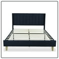 thumbnail image 4 of Tslinn Low Profile Upholstered Platform Bed,Full Beds With Dark-Blue(Linen), 4 of 5