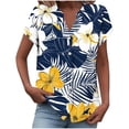 thumbnail image 2 of NTACZA Cute Tops for Women Casual Short Sleeve Tropical V‑Neck shirts for Work Hawaiian Button Front blouses for women dressy casual, 2 of 5
