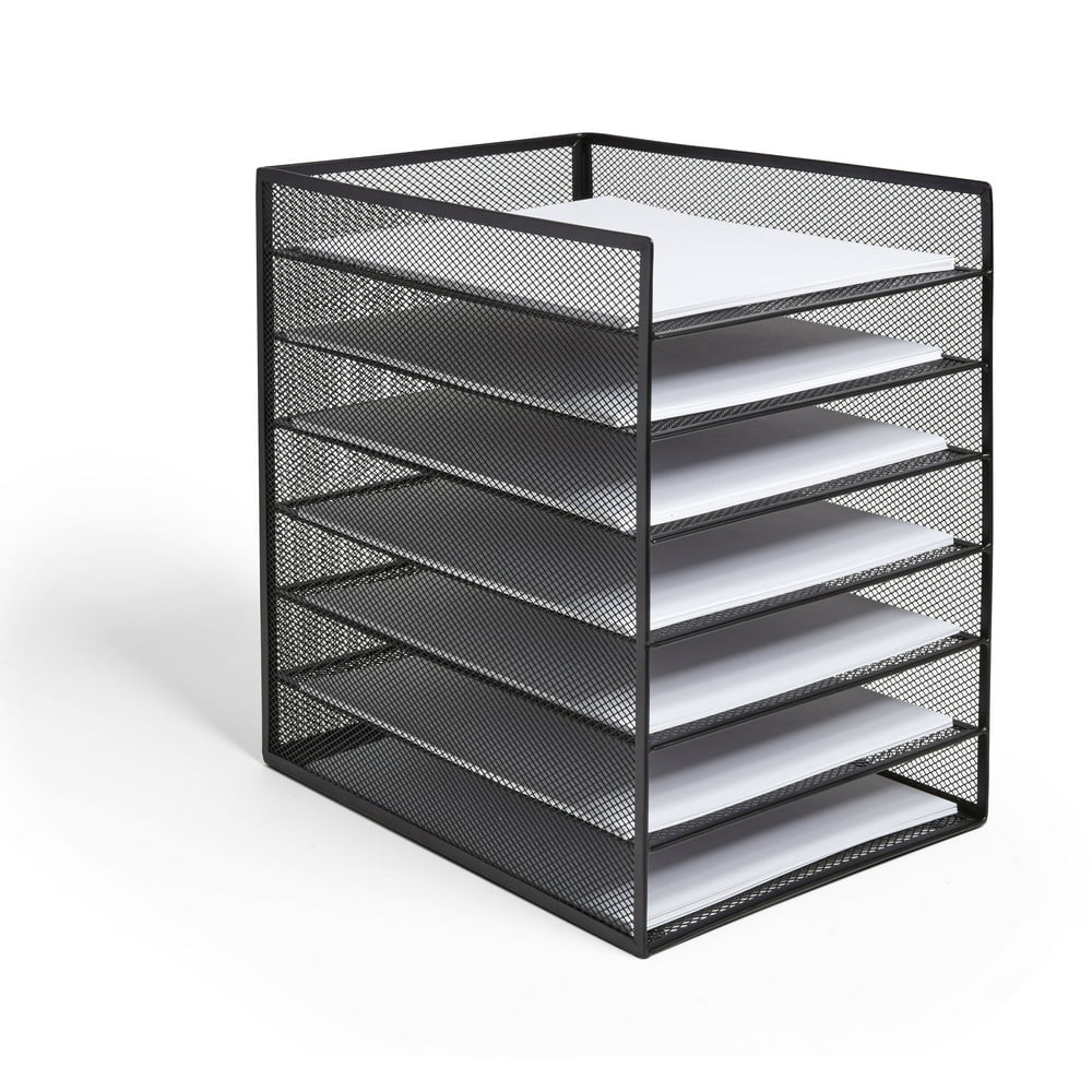 TRU RED 6 Compartment Wire Mesh File Organizer, Matte Black TR57565CC