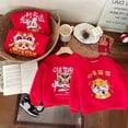 thumbnail image 5 of GYRATEDREAM Infant Toddler Baby Fleece Lined Sweatshirt Pullover Boys Girls Long Sleeve Red Festive Graphic Print Hoodies Kids Thickened Warm Tops for 6 Months-7 Years, 5 of 7