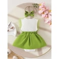 thumbnail image 5 of Suealasg Baby Girl Summer Outfits Sleeveless Pearl Bow Front Romper with Headband Set Newborn Clothes, 5 of 9