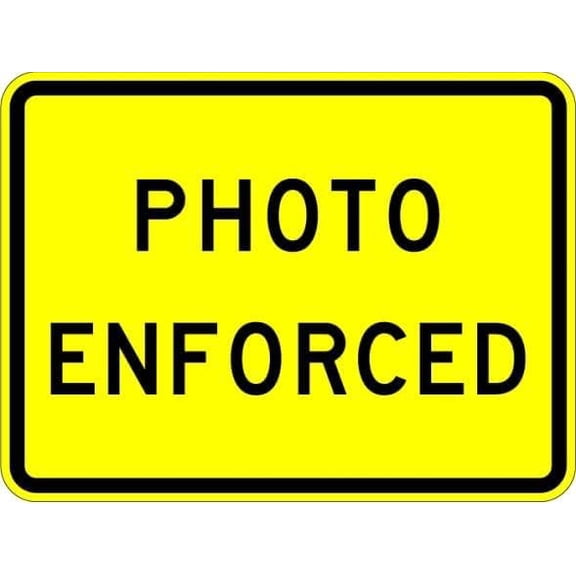 Photo Enforced (plaque) Sign Traffic Warning Signs Metal Sign Tin Sign 12x16 Inch - Caution Safety Warning Security Signs Indoor & Outdoor Signs for Home, Office, Work
