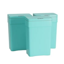 BestOffice 13 gallon Automatic Plastic Trash Can with Lid, Touch Free with Motion Sensor for Indoor Use, 3 Pack(Blue)