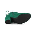 thumbnail image 3 of BLISSFUL STEP Women's Round Toe Block Heels Ankle Booties Emerald Green 6, 3 of 8