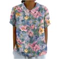 thumbnail image 2 of Fiudx Ropa de Mujer Camiseta Holgada Informal con Estampado para Mujer, Tops de Manga Corta con Cuello de Muñeca, Blusa Bonita y de Lino, 2 of 4