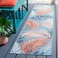 thumbnail image 2 of SAFAVIEH Cabana Jane Botanical Indoor/Outdoor Runner Rug, Blue/Rust, 2' x 10', 2 of 9