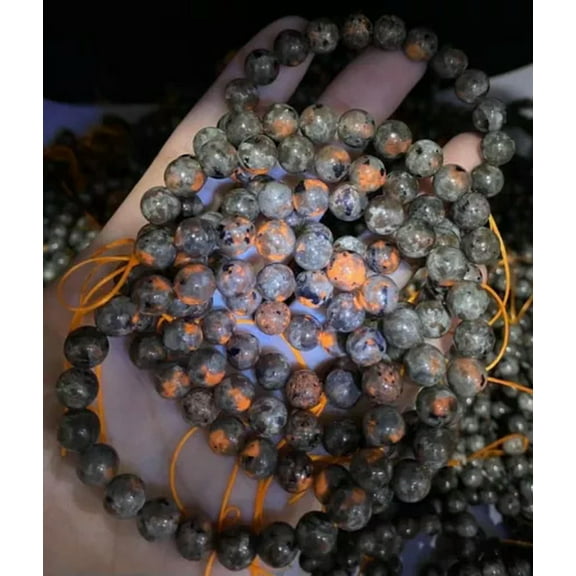 K-KED Natural 8mm Yooperlite Stone Bracelet UV Stretch Bracelet Handmade