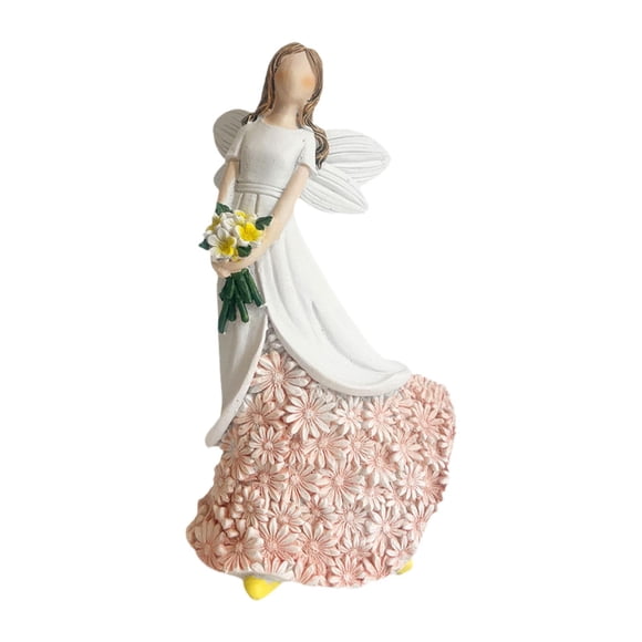 Luzkey Angel Figurine Angel Statue Cute Supplies Home Decoration Collection Fairy Garden Decorative Housewarming Gift Ornaments Mini White Pink