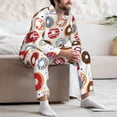 thumbnail image 5 of Mens Pajamas Set, Donut Print with Stars Button Down Long Sleeve Loungewear Sleepwear Pjs sets for Men, 5 of 5